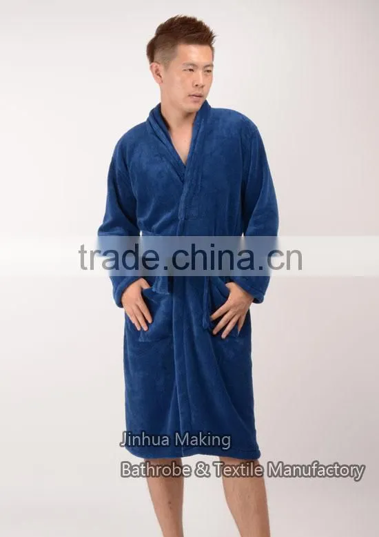 new design factory offer OEM service cheapest bathrobe coral fleece man used