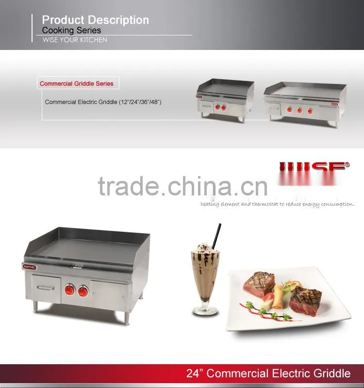 WISE 24" Commercial Stainless Steel Electric Griddle for Restaurant