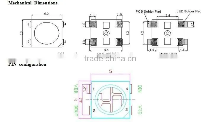 ws2812b SK6812 adressable full color RGB 5050 LED with black frame;with built-in chip