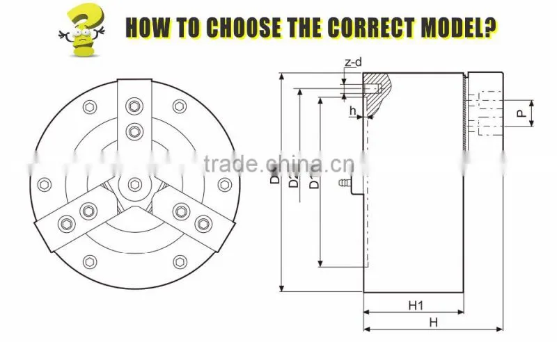 3 jaw pneumatic power lathe chuck for mini woodworking lathes machine