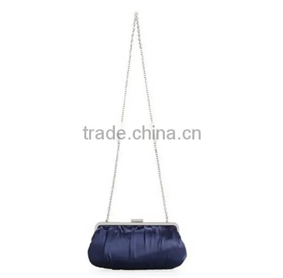 Pleated Satin Blue Women Party Evening Bag
