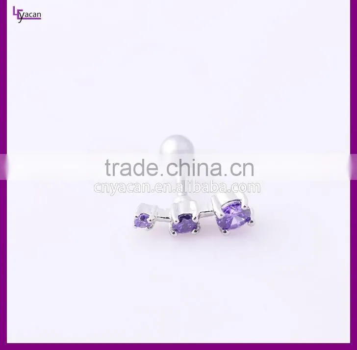 Cheap wholesale stud inspired earring Triple CZ tragus piercing