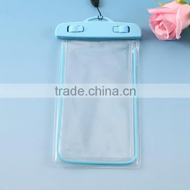 Plastic pvc waterproof bag for mobile phone with string / waterproof beach bag with zipper