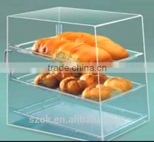high quality acrylic bread display box in display rack for baking shop factory low price