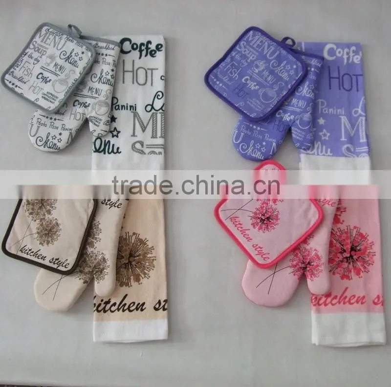 cotton printing glove and pot holder set