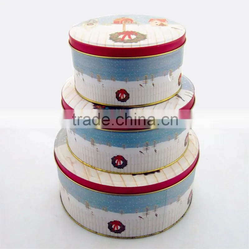 2015 dongguan full color printing food round tin box