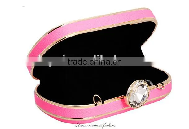 2014 leather with metal hollow evening bags fashion clutch Evening Bag