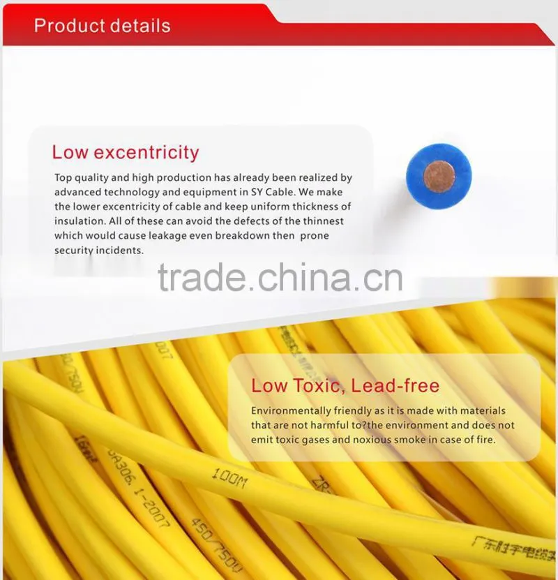 green-yellow earthing wire PVC insulated copper conductor electric cable 35mm2