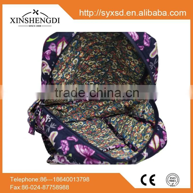 New design cotton floral quilted textile printing side by woman oem girls haversack