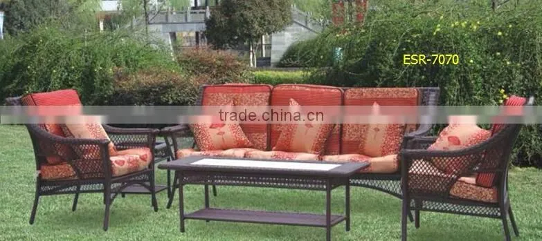 Garden Rattan Wicker Sofa Set Furniture Cushioned Ottoman
