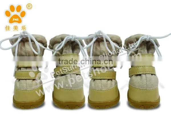 JML good quality custom fleece protective rubber winter pet dog shoes with warm fur durable snow boots