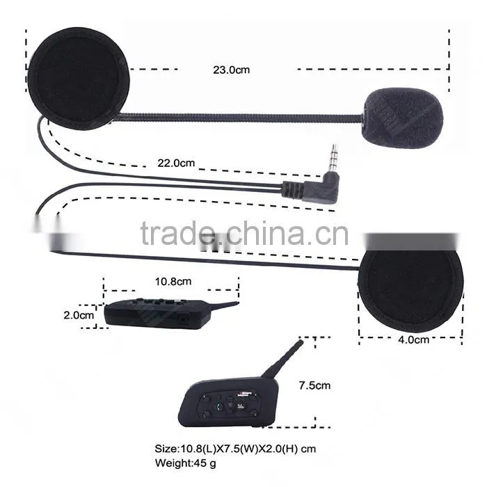 SZwinzon V6 1200M Motorcycle Helmet Bluetooth Intercom/Interphone Headset Connects upto 6 Riders