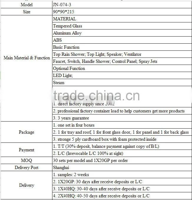 China new products free standing bi-fold shower screens