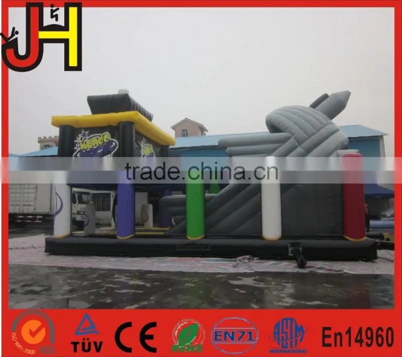 Newest inflatable amusement slide, inflatable slide plane type bouncy combo