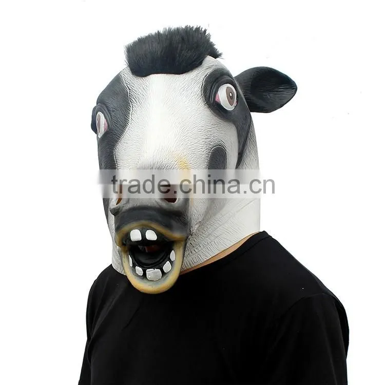 Halloween Costume Realistic Animal Cow Full Head Party Face Latex Mask