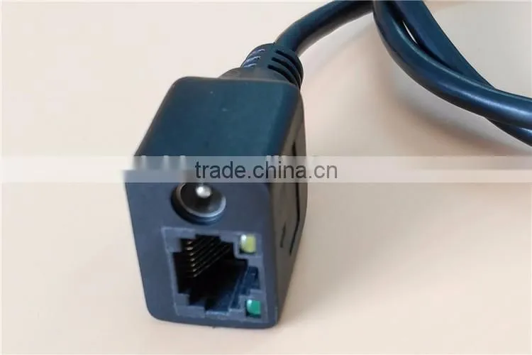 Custom RJ45 Female with LED Light DC5.5X2.1 Male Camere POE Cable for CCTV Camera