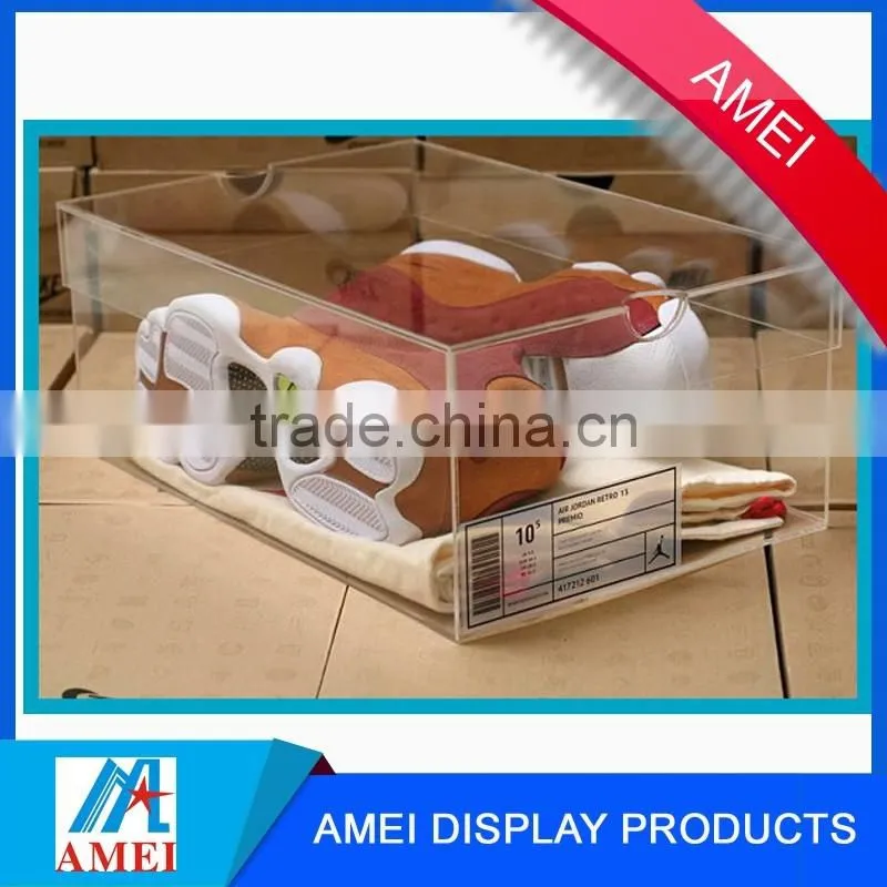 2016 Visible Dustproof acrylic nike shoes display box with label