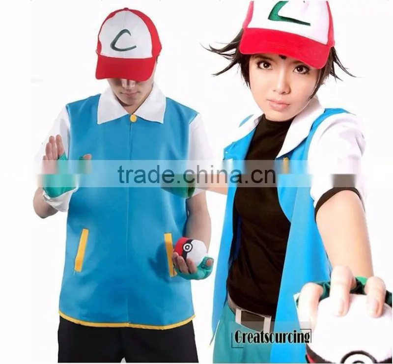 Anime Pokemon Ash Ketchum Trainer Costume Jacket Adult Coat Cosplay
