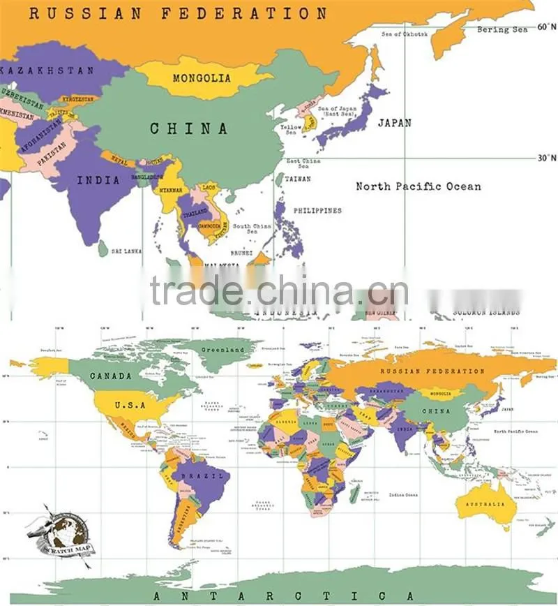 CT-483 2016 Creative Fashion New Design Hard Paper World Map for Travel Decorative World Map