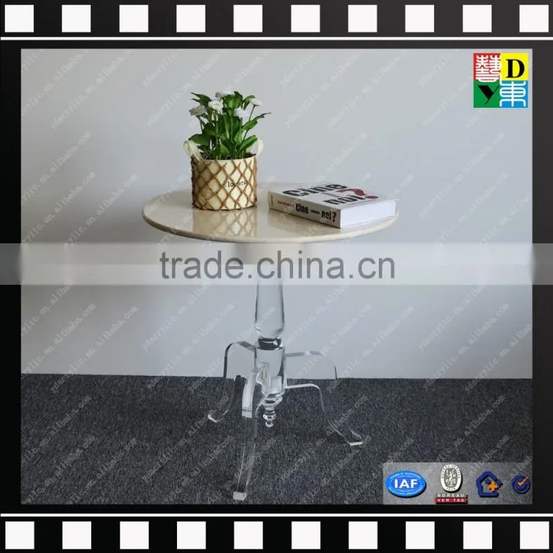 Small round three legs acrylic coffee table from shenzhen yidong