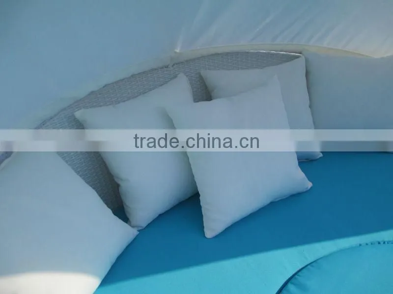 Outdoor furniture wicker sunbed round daybed with canopy