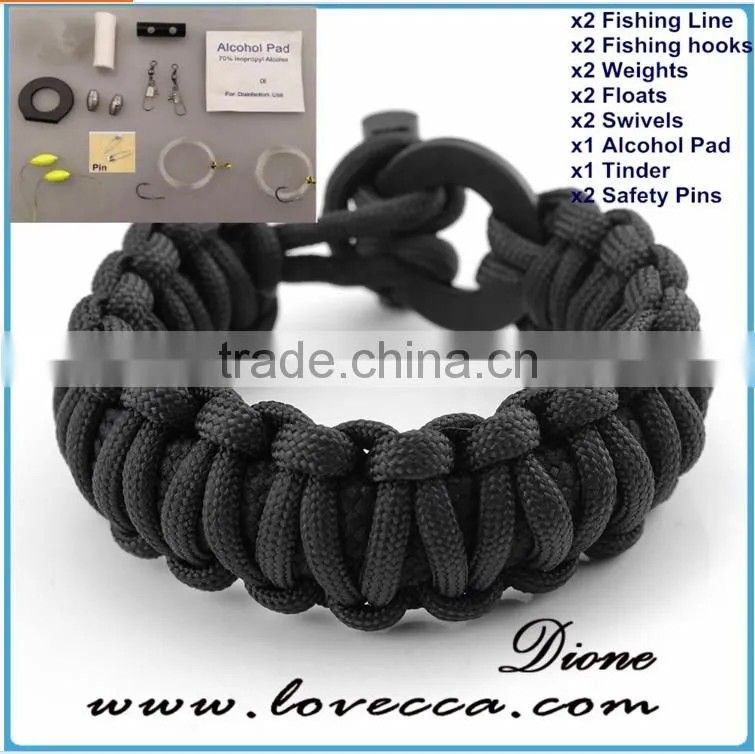 Wholesale paracord survival bracelet adjustable buckle bracelets for outdoor emergency