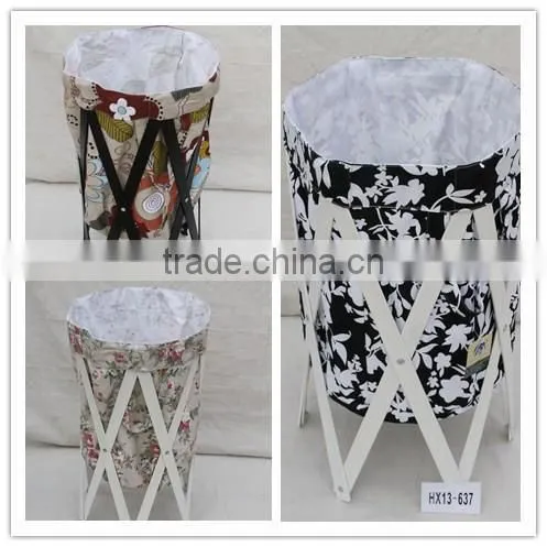 Haixin Crafts High Quality Wooden Foldable Laundry Basket/Hamper