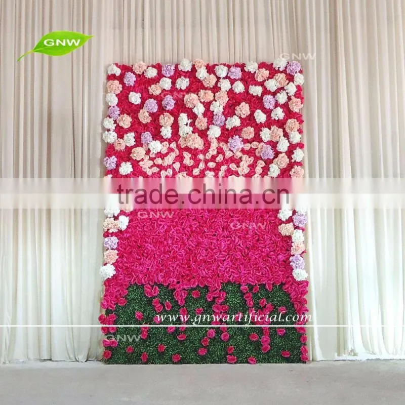GNW FLW161031New design High quality Artificial silk flower wall backdrop for wedding