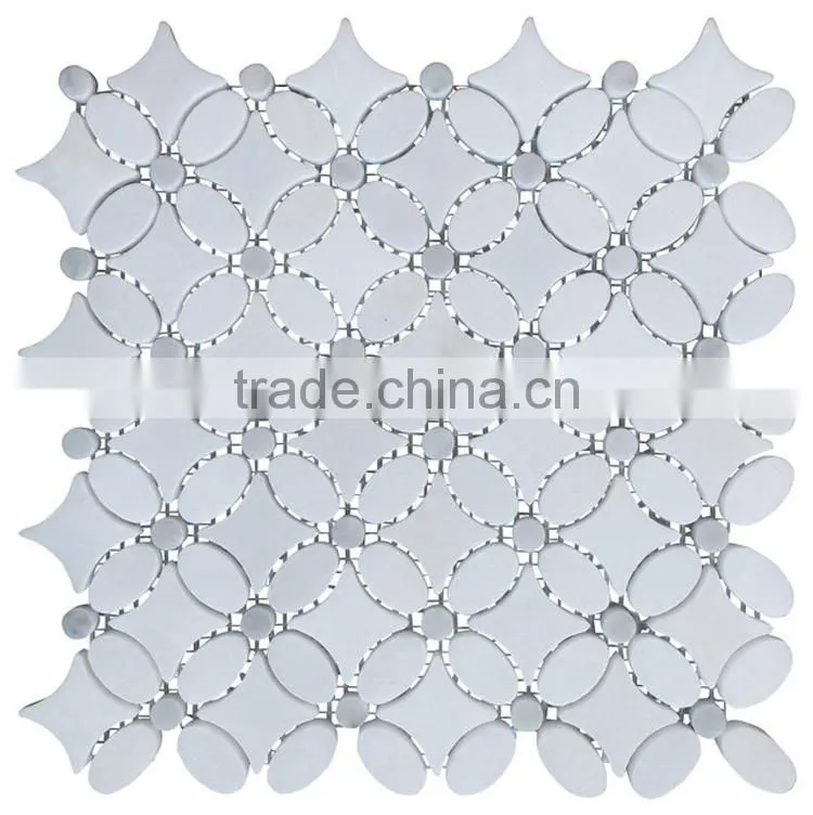 MM-CV280 Low price bathroom natural stone white color flower shape marble mosaic