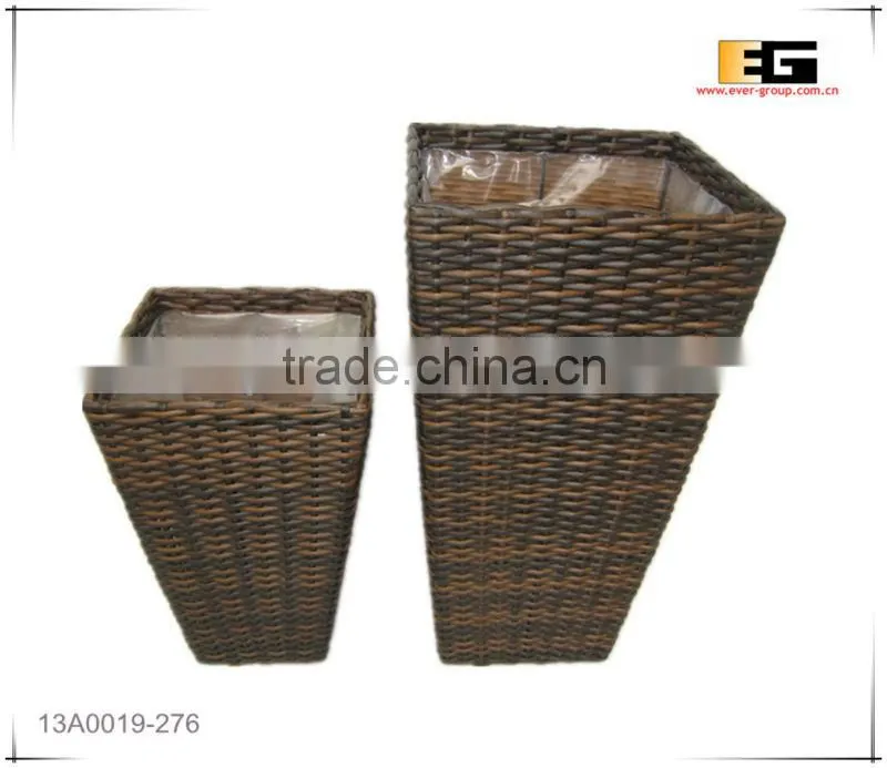 Square PE/Plastic rattan with liner deco planter