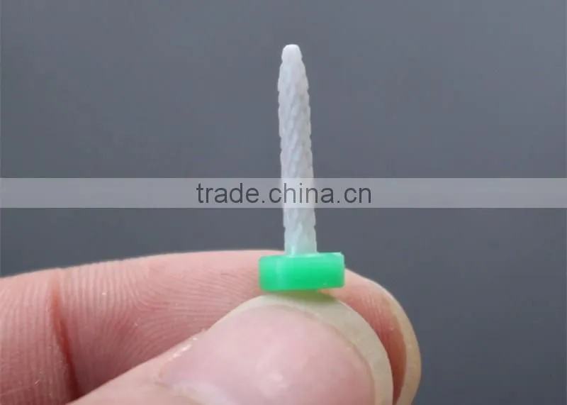 Total Length Nail Drill 38MM White Ceramic Burr For Nail Head Diameter 2MM Small Flame