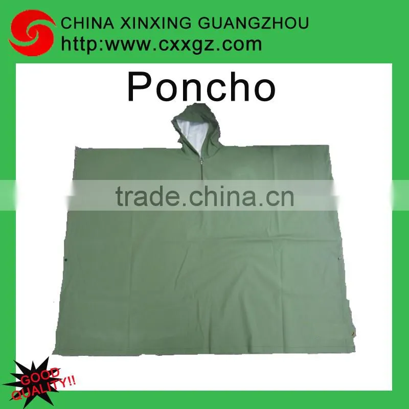 Hot sale military army green poncho rain coat for men with rain poncho rubber