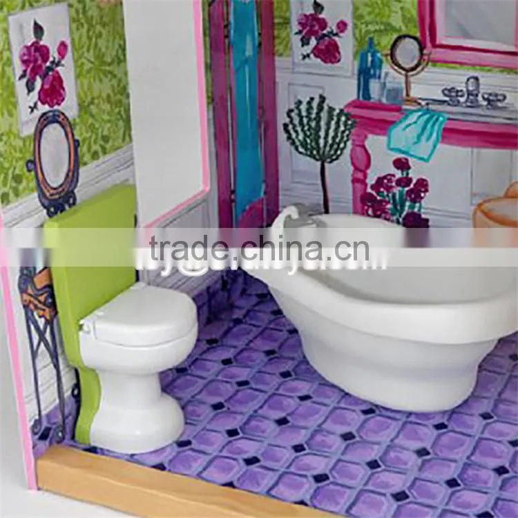 New design 16 pieces of furniture elegant dollhouse suite wooden 18 inch doll house for children W06A232