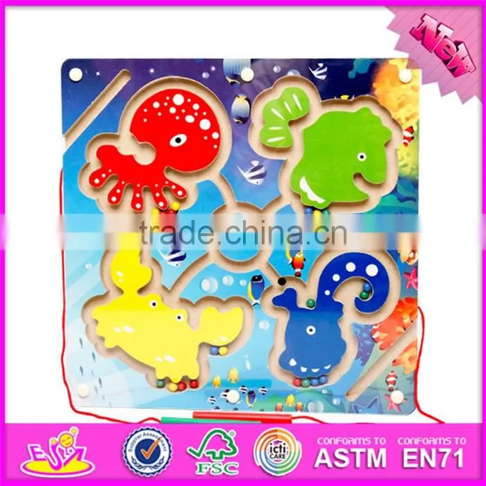 2017 New products develop intelligence children toy wooden magnetic maze W11H018