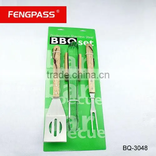 High Grade 4pcs BBQ set with bamboo handle BQ-3049