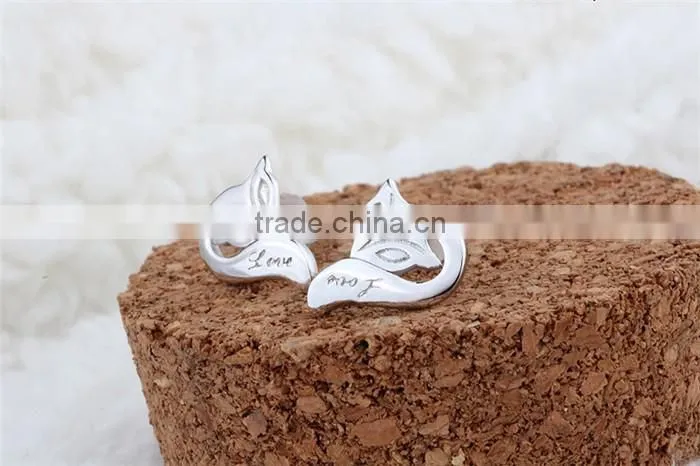 925 sterling silver fashion fox animal shape trendy latest earring stud