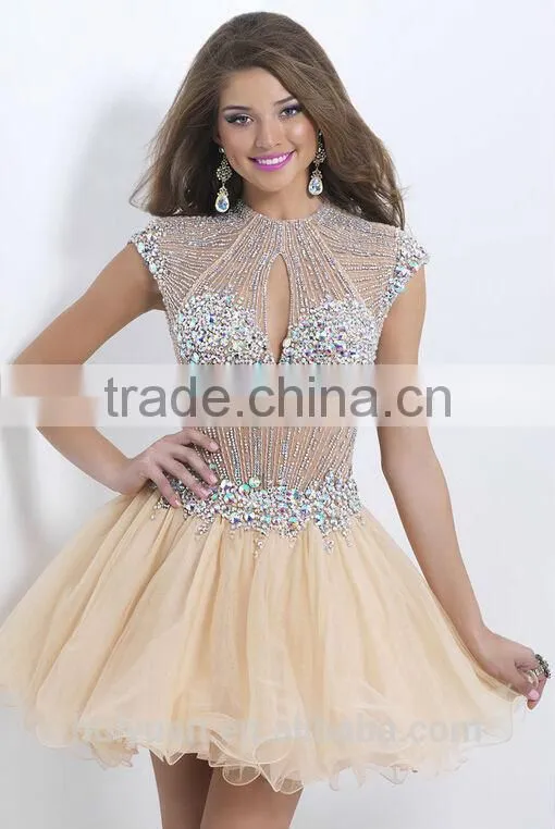 princess luxury beaded cap sleeve medium length evening dress