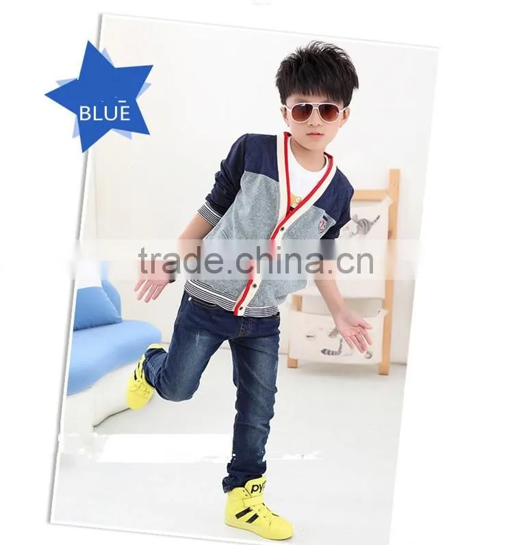 2016 children British style boy fall coat/ thin coat autumn cardigan fashion jacket with embroidered