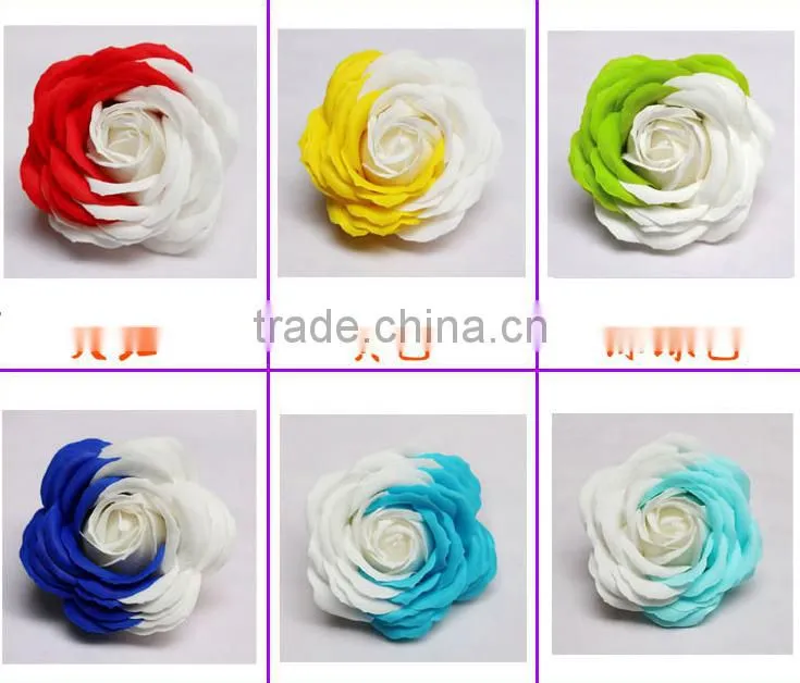 Wholesale Colorful big rose flower two - tone rose diy artificial soap flower