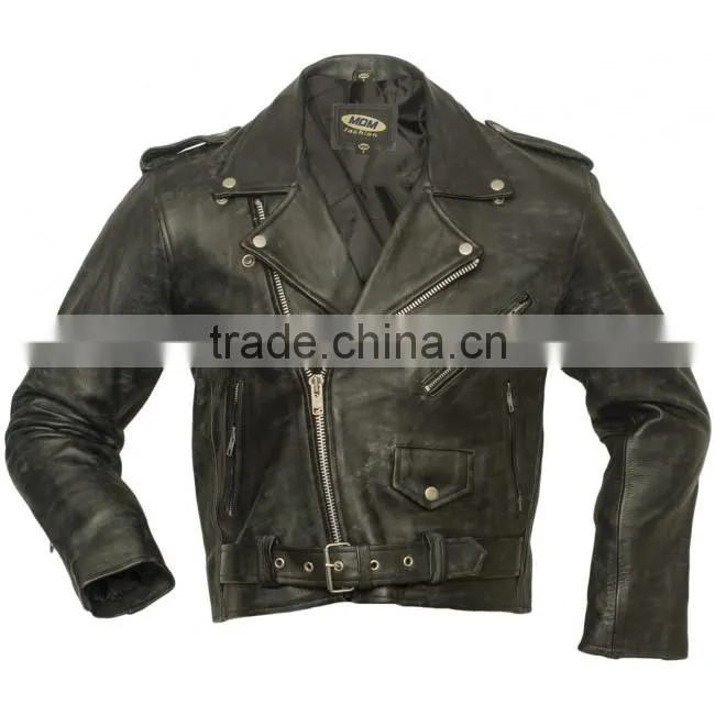 Men's real leather motorbike jacket