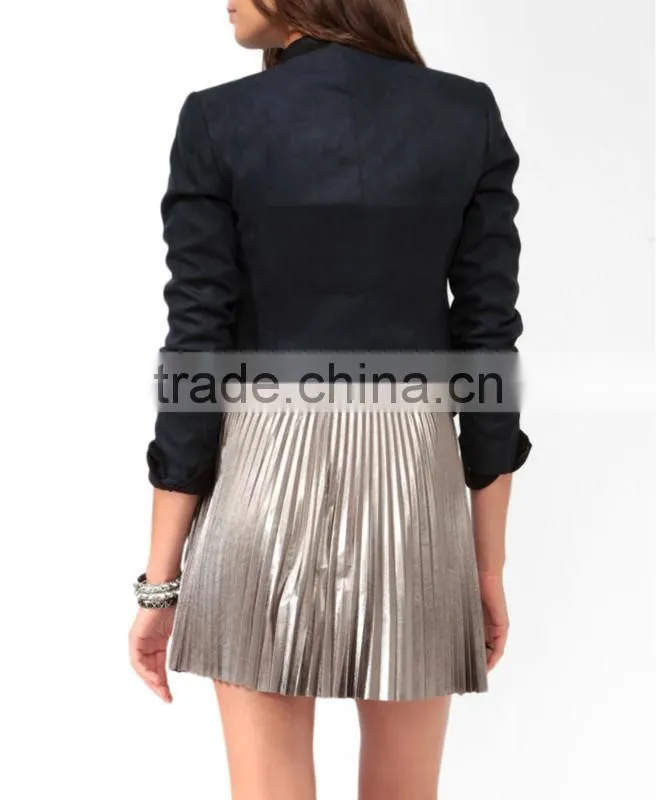 Sueded Contrast Trimmed Blazer