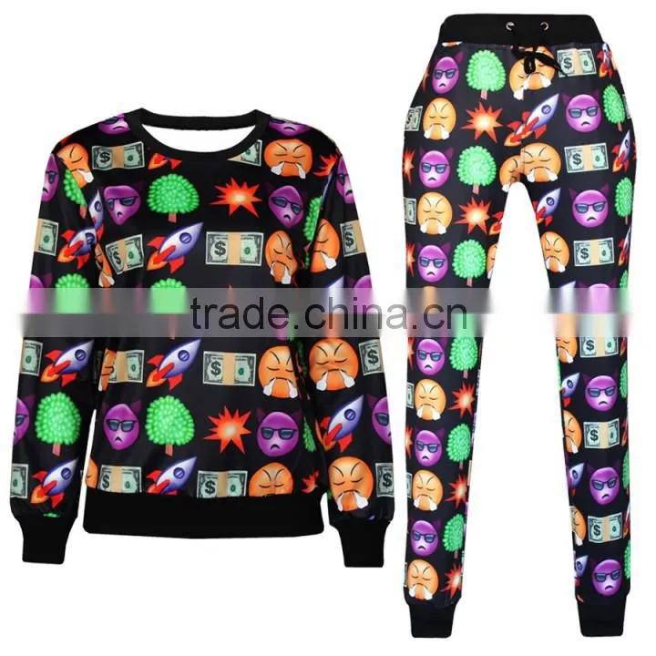 3D Printed Joggers Pullover Sweatshirt Womens Tracksuits Sports Suits Hip Hop Sportwear for Sale