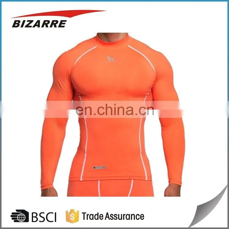 Custom sublimation pint compression shirt ,dri fit mens long sleeve gym wear