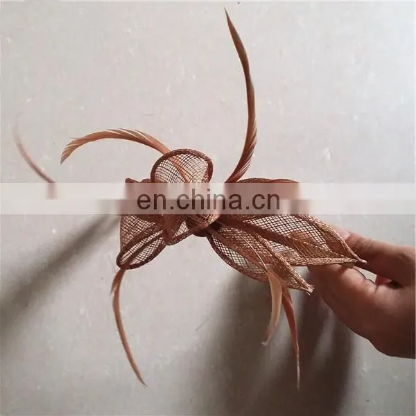 Fancy Wholesale Coffee Fascinator Feather Sinamay Headband