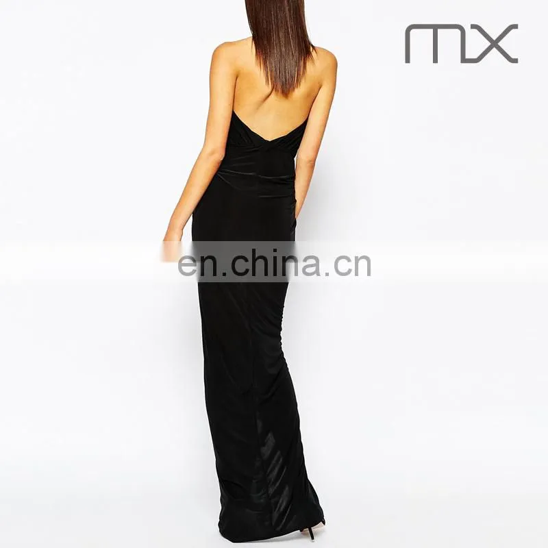Club fishtail maxi dres full length party dress female sexy night dress sexy spandex club dress with metal necklace