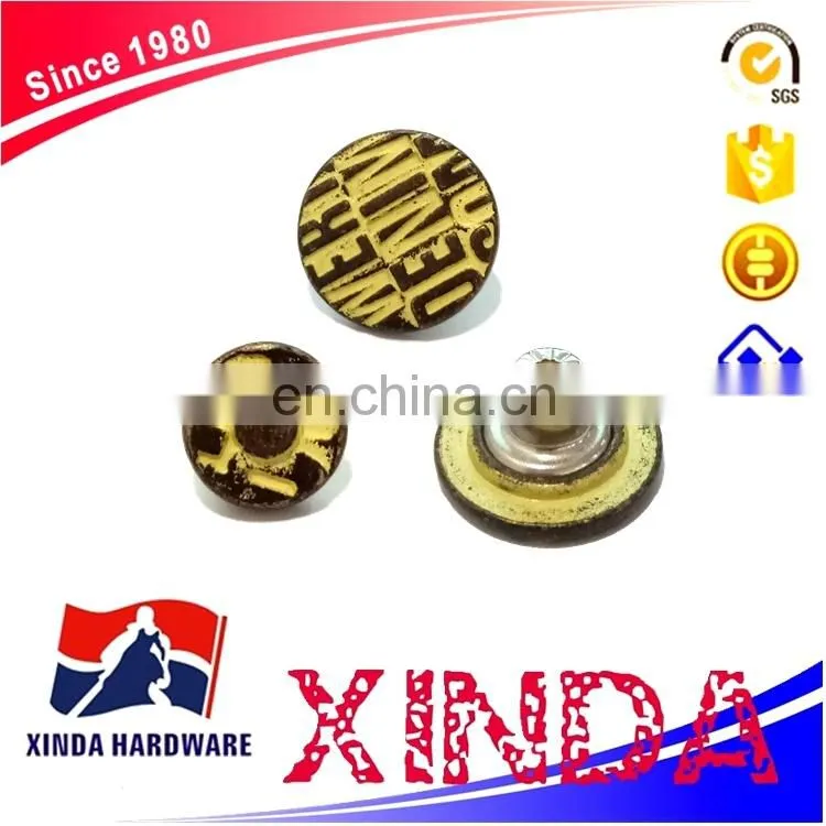 Fashion metal jean rivet with embossed logo