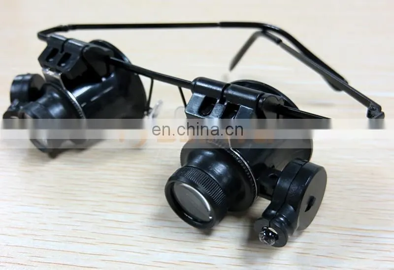 Binoculus Glasses Loupe LED Light 20X Eyewear Magnifier