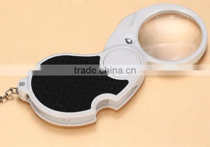 Pocket folding keychain led light magnifying glass