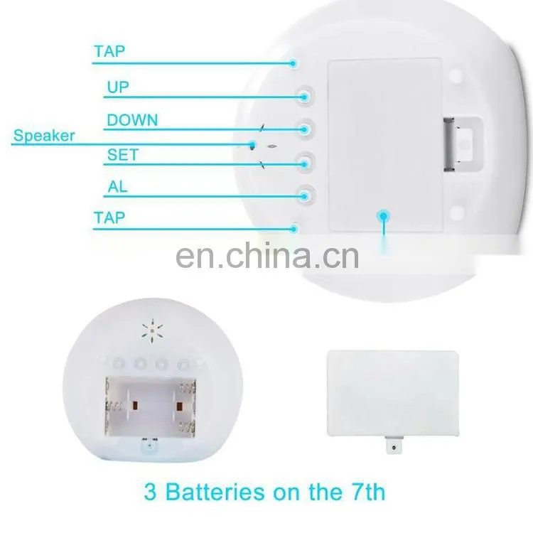 Touch sensor colors changing small round home decoration digital clock led