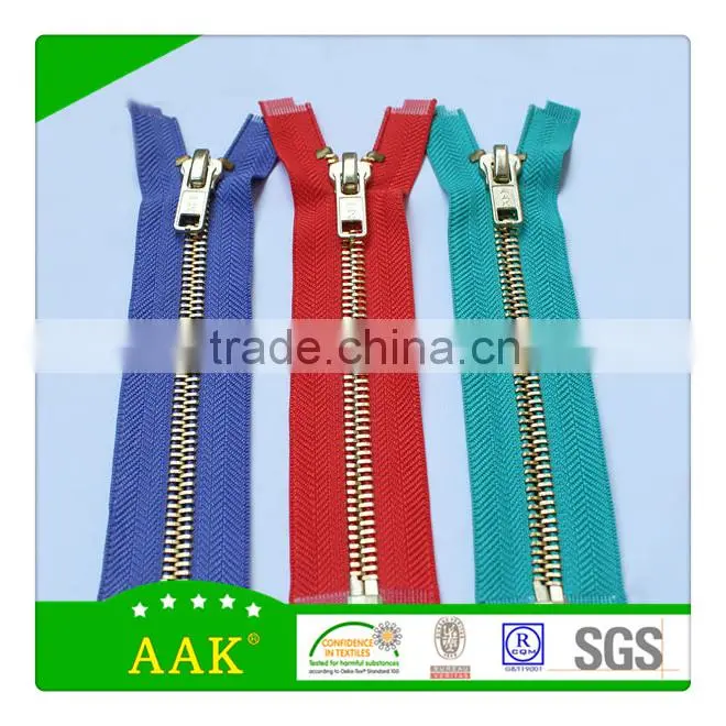 5#Open end auto lock slider brass zipper